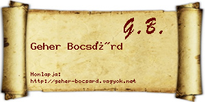 Geher Bocsárd névjegykártya